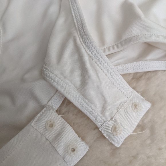 Hey BABE Instagram LA label white bodysuit rounded square neck basic women's L - Picture 7 of 11